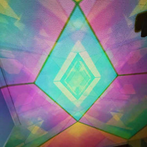 Close up image of the geometric patterns cast by the Starfield infinity prism